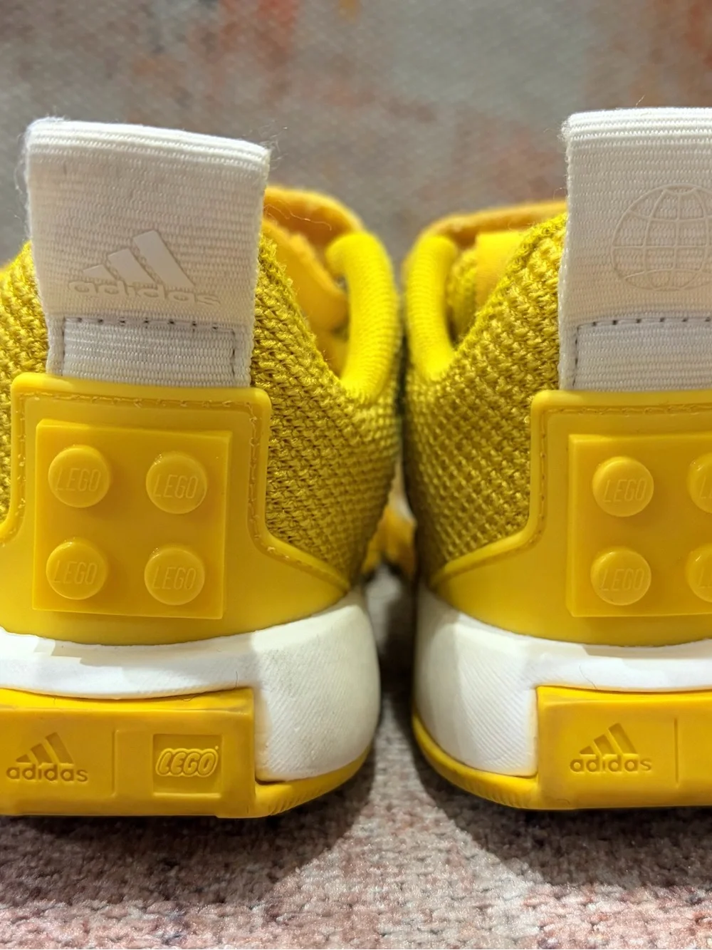 Adidas x LEGO Kids Sneakers Yellow White Size US 9.5 Velcro Shoes